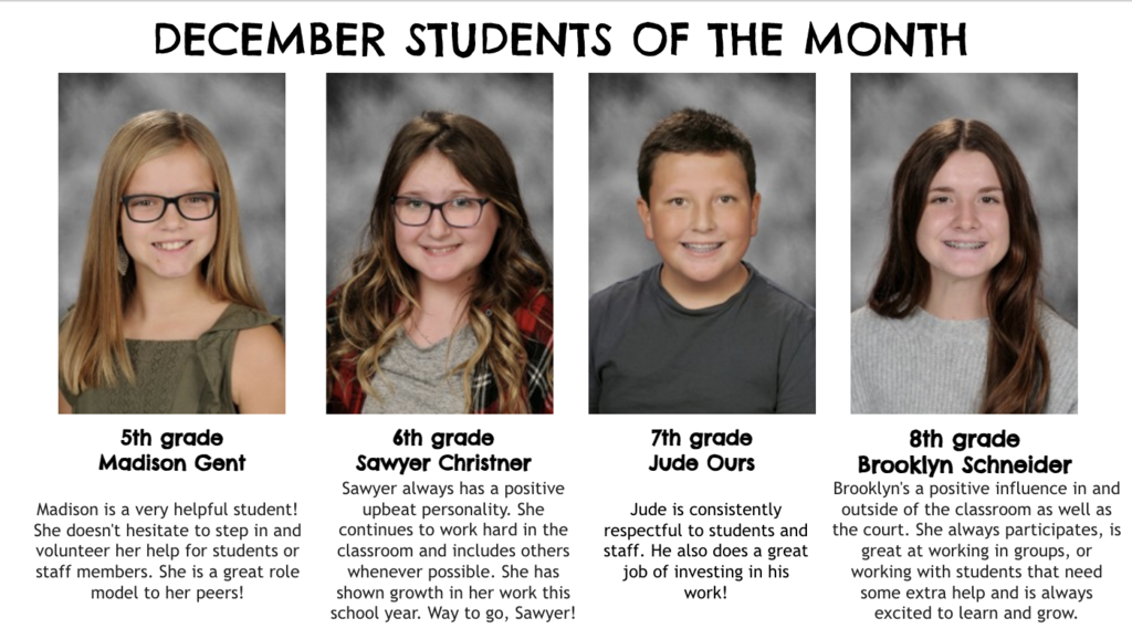MPMS December Students of the Month
