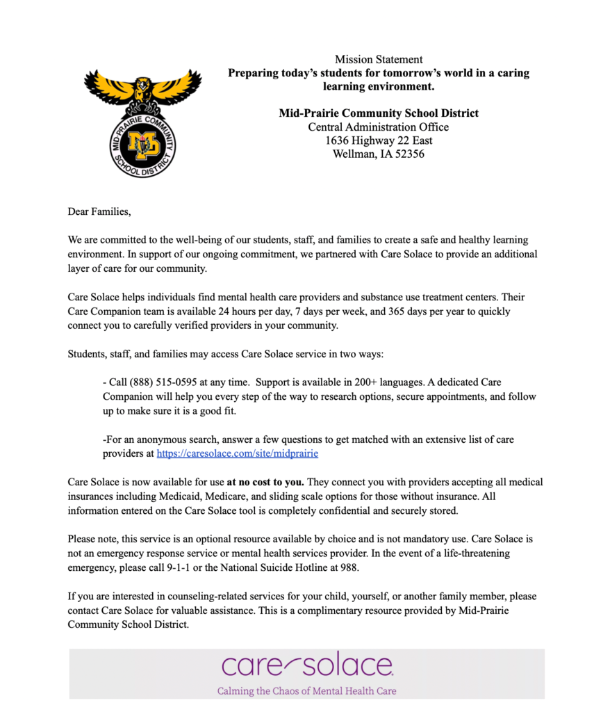 MP Care Solace Letter
