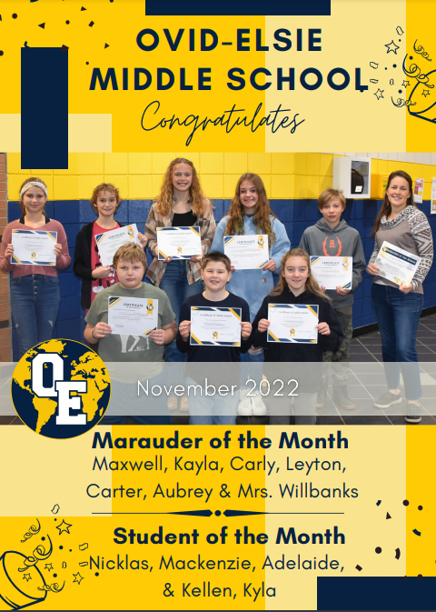 OEMS Nov. & Dec. Student/Marauder of the Month