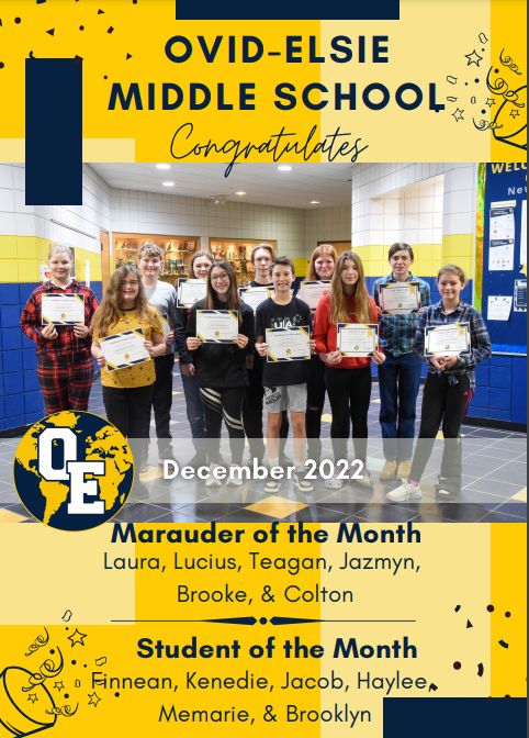 OEMS Nov. & Dec. Student/Marauder of the Month