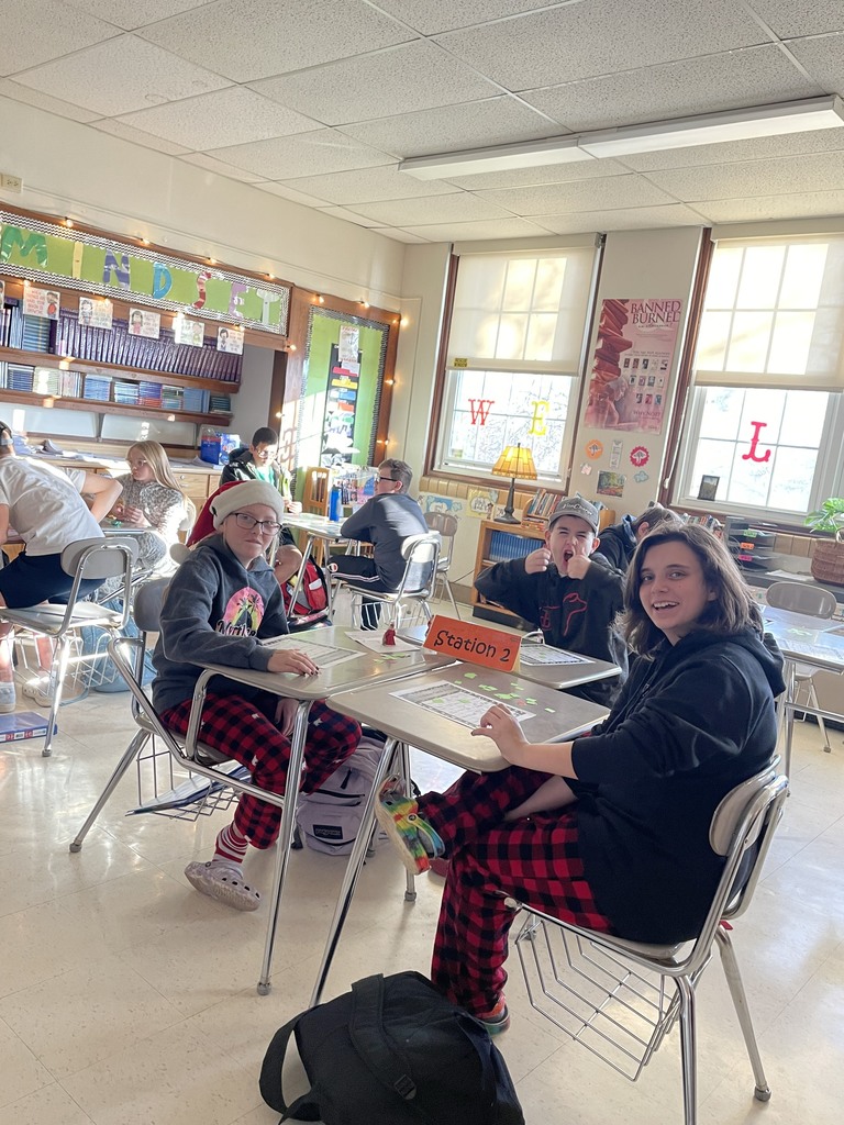 students playing Christmas carol BINGO