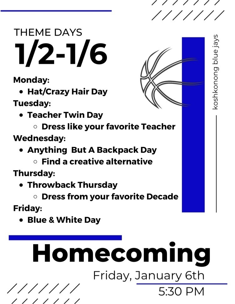 Spirit Week 1/2-1/6