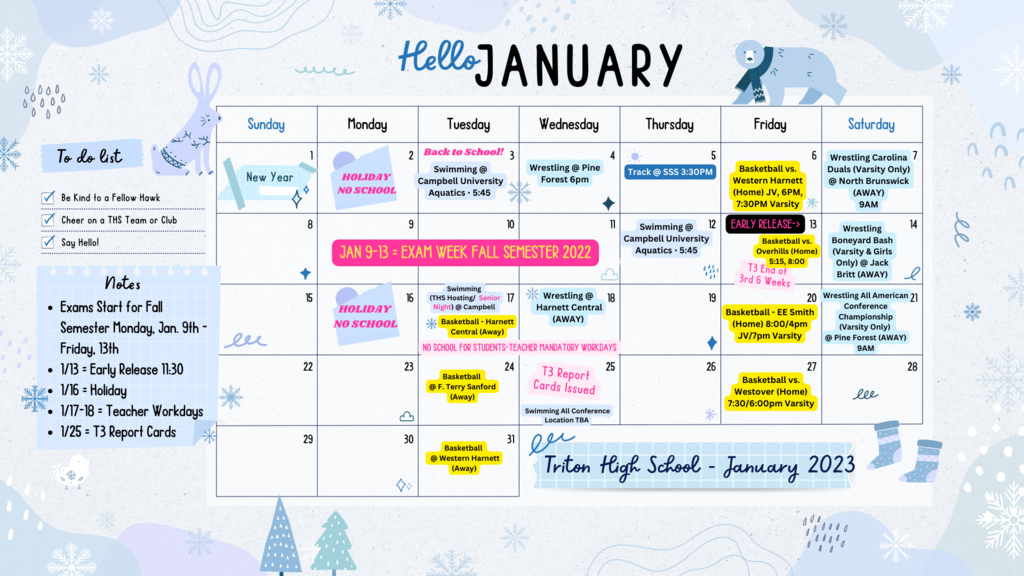 THS January 2023 Events Calendar