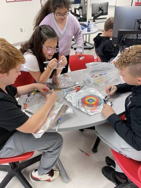 students creating artwork