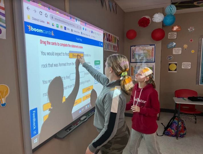 students using smart board