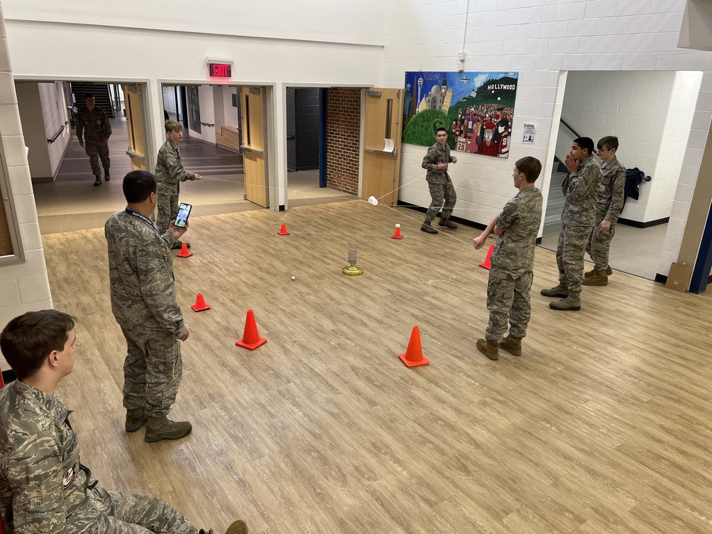 AFJROTC students working together on a team building activity! 