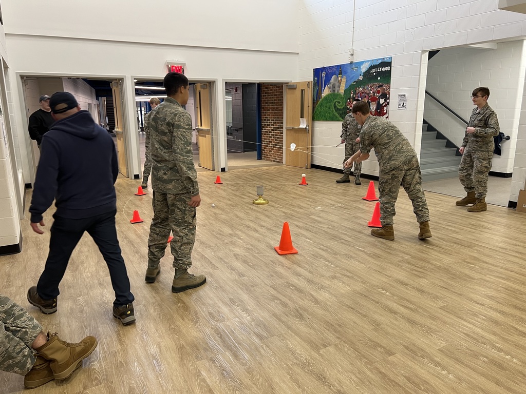 AFJROTC students working together on a team building activity! 