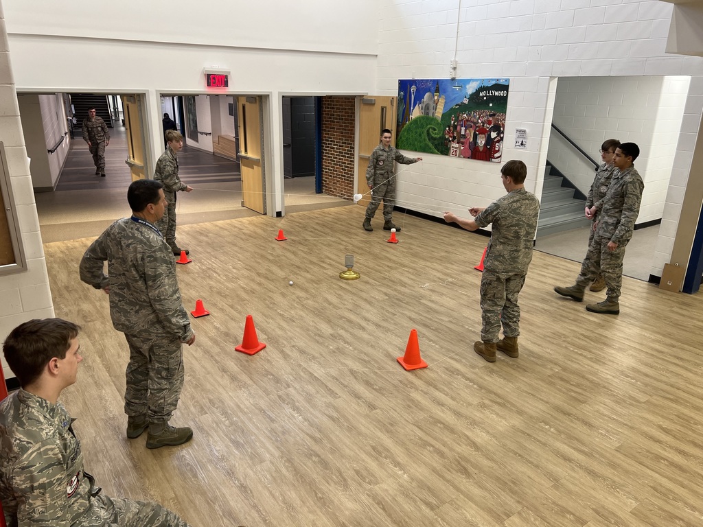 AFJROTC students working together on a team building activity! 