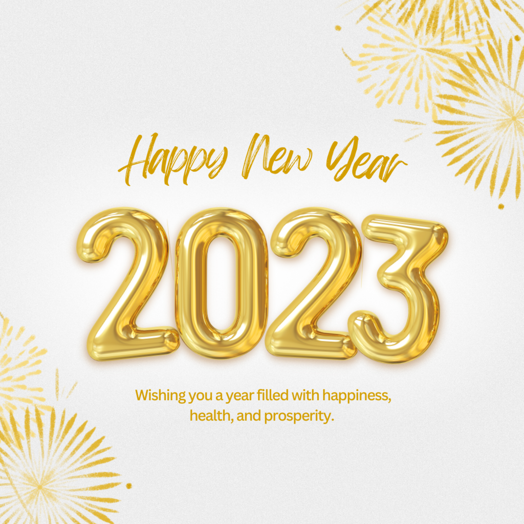 happy new year sign in gold balloons