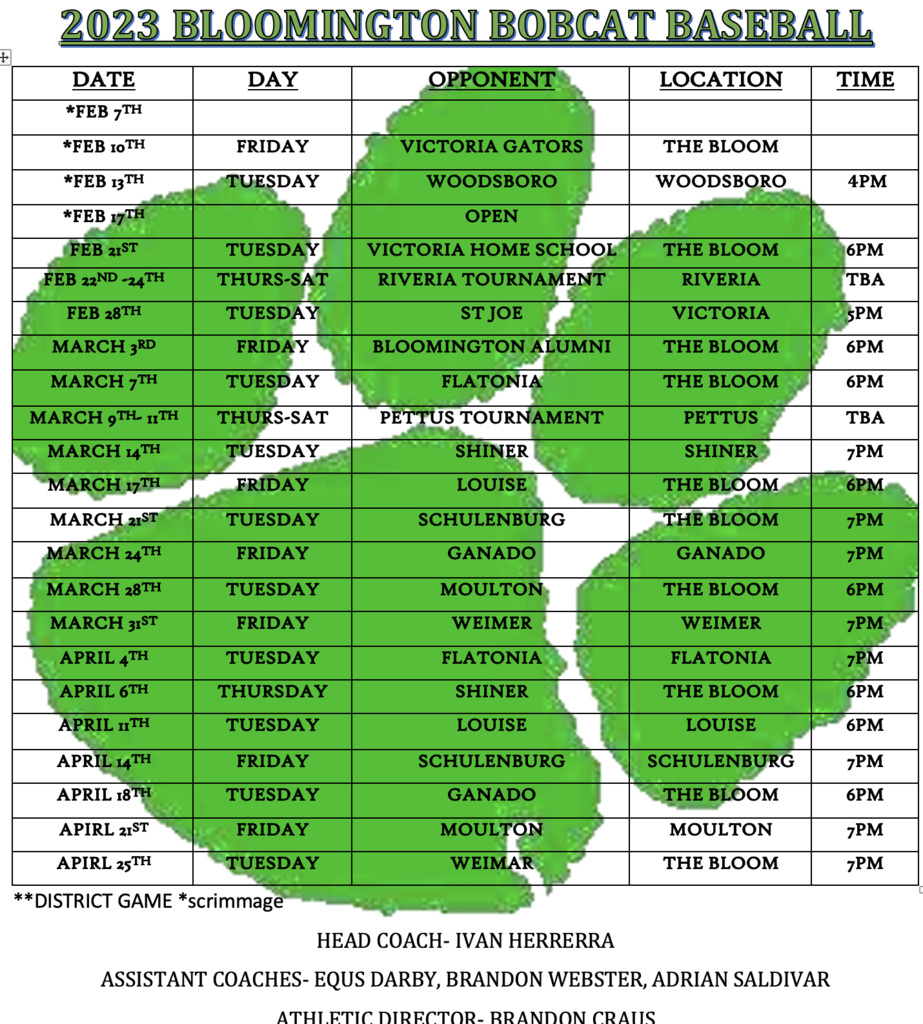 2023 Baseball Schedule