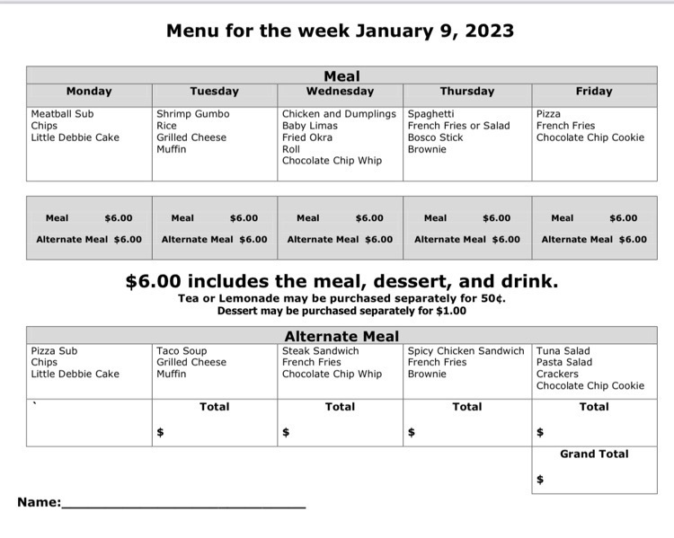 menu
