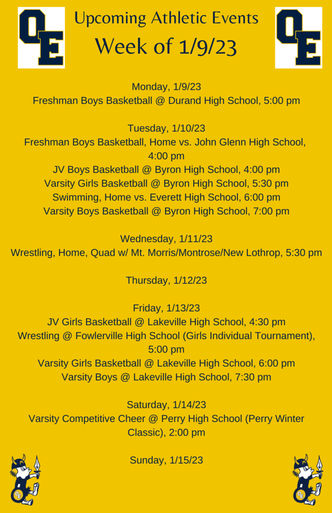 Athletics week of 1/9/23