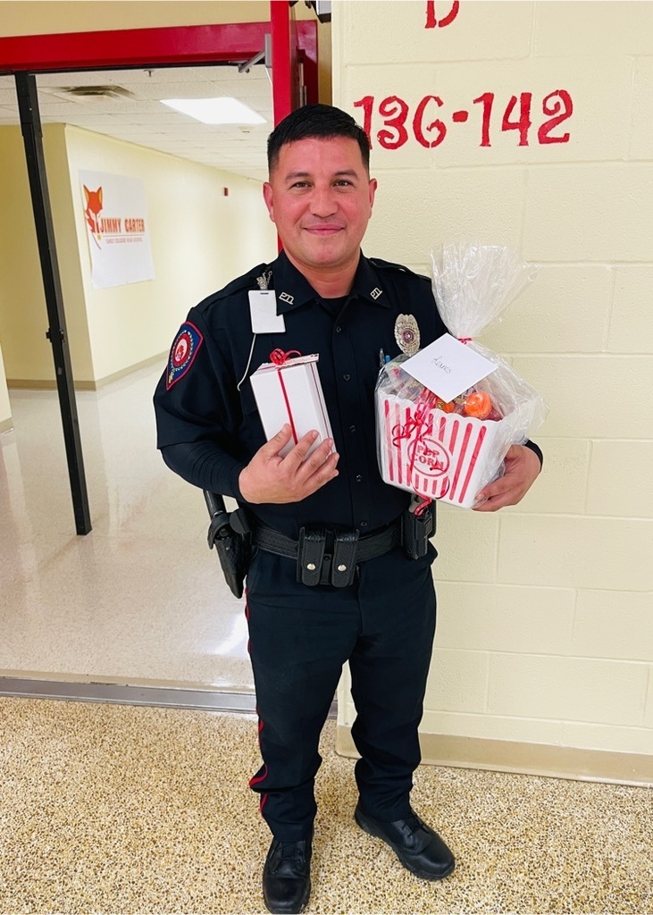 Officer Leaños with his appreciation gift!