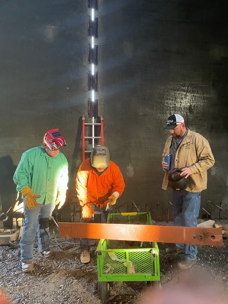 Student practicing welding.