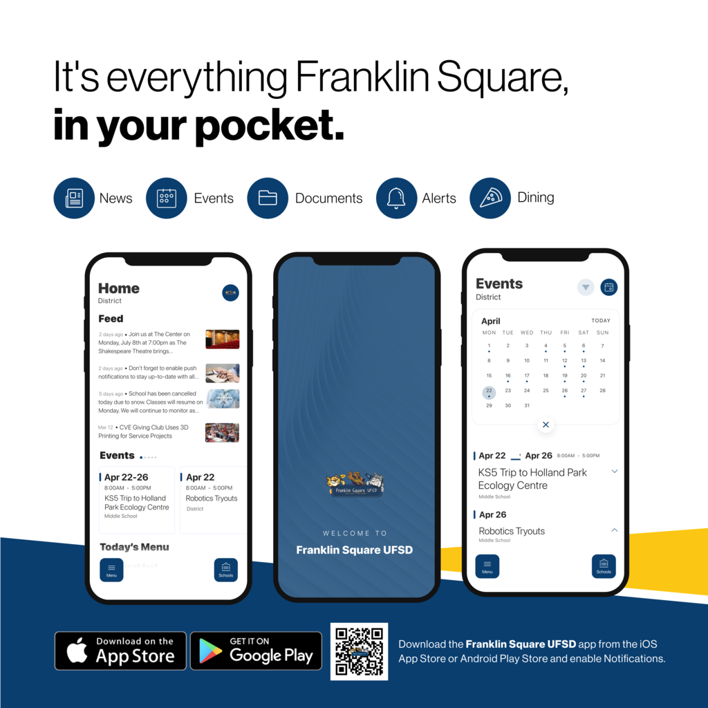 image of iphone displaying new franklin square app