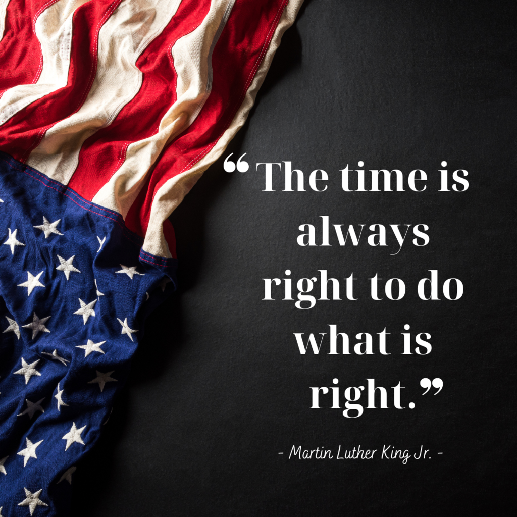 picture of flag with MLK quote