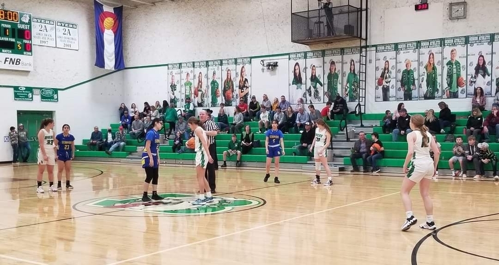 Girls basketball players waiting for tip off