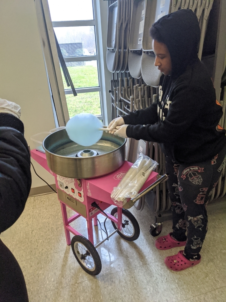 Student making cotton candy