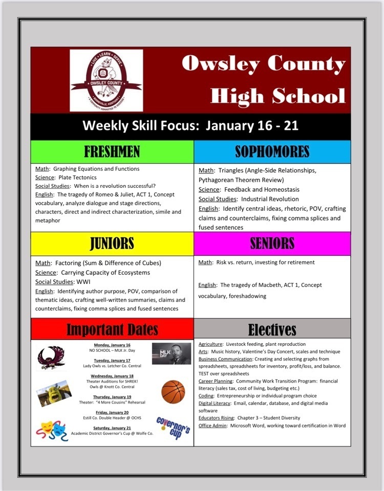 OCHS Weekly Skill Focus