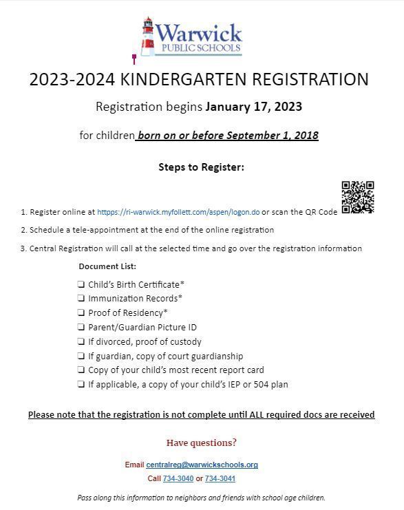 23-24 Kindergarten Registration 