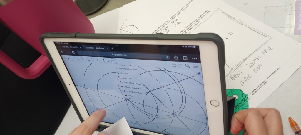 Student working in geometry