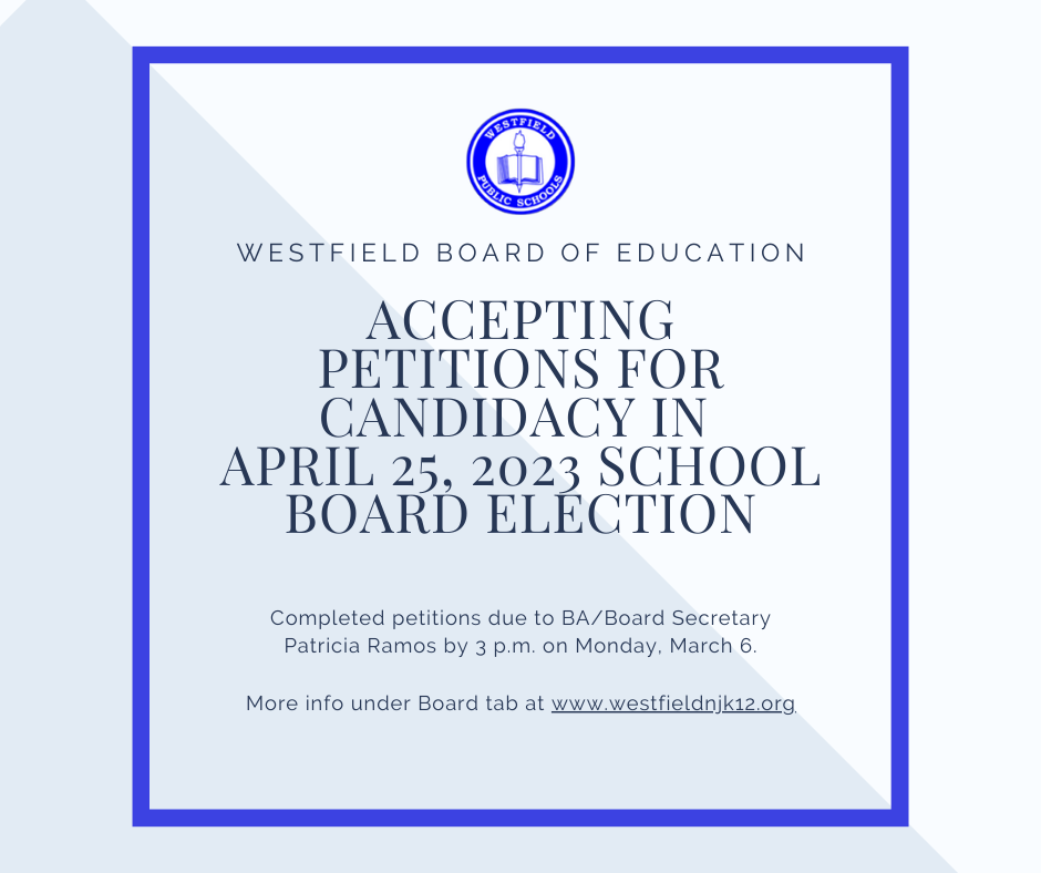 Graphic noting accepting petitions for candidacy in April School Board Election
