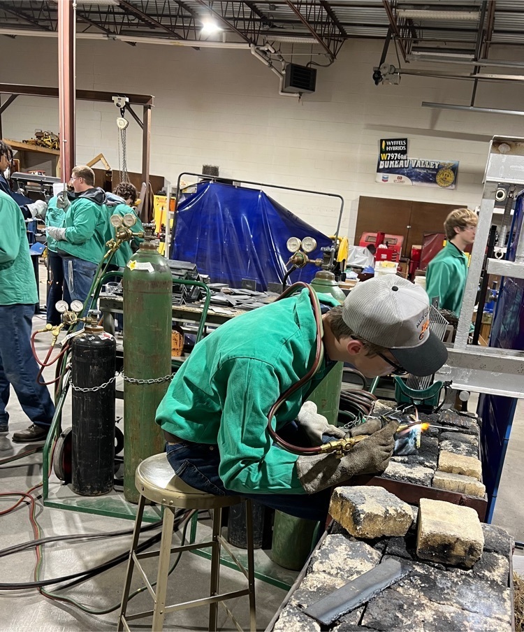 Ag Mechanics 2 has been working hard on welding projects to start off 2nd semester! They are practicing their skills with SMAW, MIG, and Oxy-fuel welding, as well as plasma cutting. 