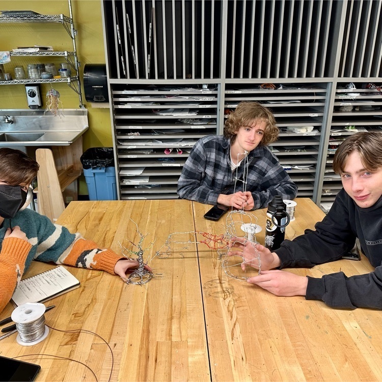 CMHS students engaged in Drawing, Ceramics, Sculpture, and Introduction to Engineering.
