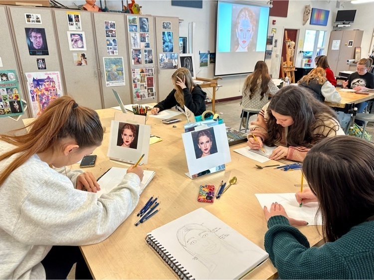CMHS students engaged in Drawing, Ceramics, Sculpture, and Introduction to Engineering.