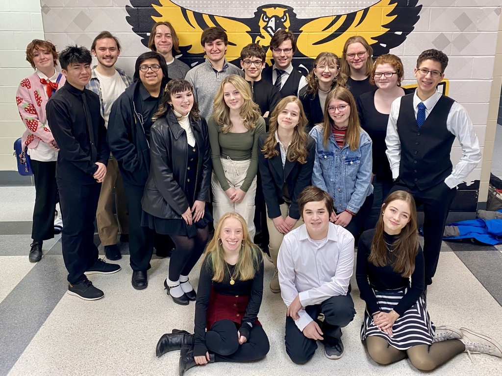Mid-Prairie 2023 Large Group Speech Team: Front Row, L-R: Jillian Clark, Logan McClellen, Harlie Gehling. Second Row: Avery Slaubaugh, Caroline Schrader, River Gehling, Grace Puttman. Back Row: Isadora Goode, Daniel Rodgers, Jeremiah Rempel, Diego Sanchez, Haydon Bailey, Jack Greiner, Lincoln Wulf, Christopher Burnham, Kenadi Fay, Isabelle Duvall, Abrielle Kraus, and Jacob Carrillo. 