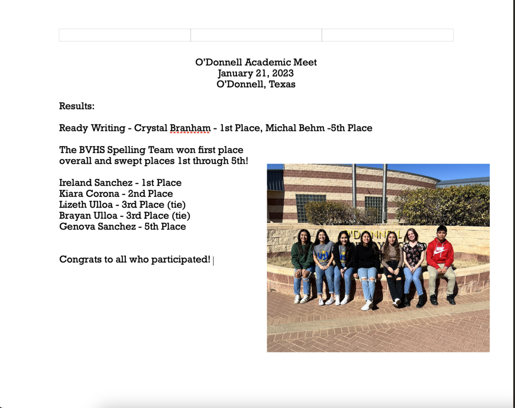 O'Donnell Academic Meet 1.21