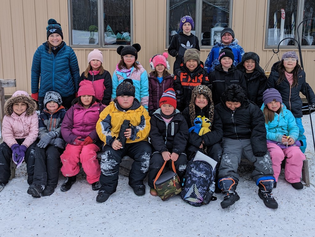Mrs Haugo's class at the school forest for cross-country skiing, sledding and  learning  about nature!