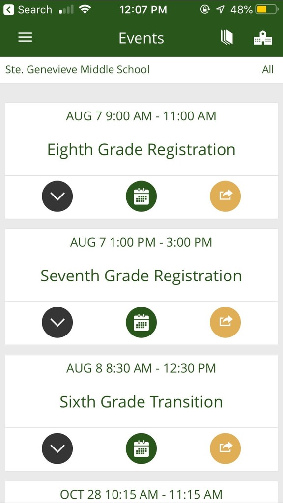 Upcoming SGMS Events: A snapshot from the app