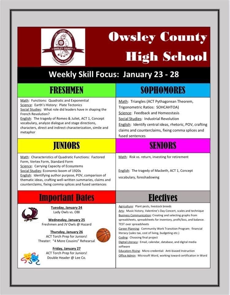 OCHS Weekly Skill Focus
