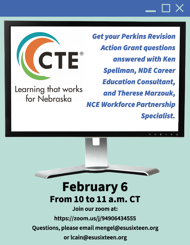 CTE February 6th 10-11 am CT via Zoom. Register here: "https://zoom.us/j/94906434555"
