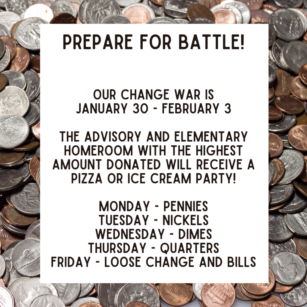 Change War is next week. Please donate your change!