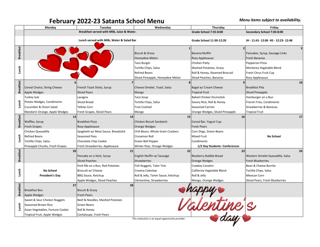 february menu