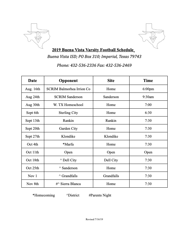HS Football Schedule