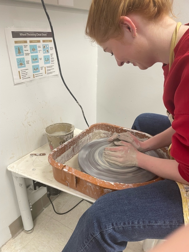 Ceramic 2 students are throwing on the pottery wheel!