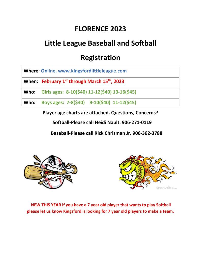 Little League Signup info