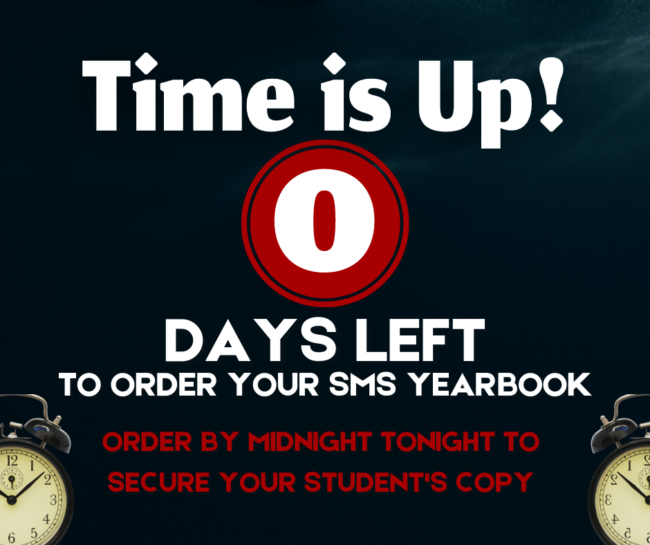 Countdown showing 0 days left to order a yearbook