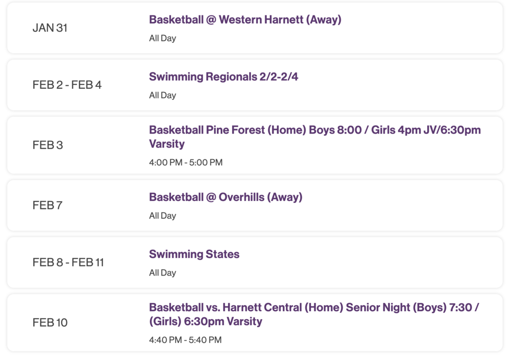 Upcoming Events this week and next at the hawks nest