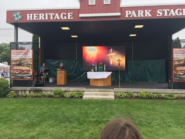 Father Jason celebrates Mass at the Elkhart County Fair