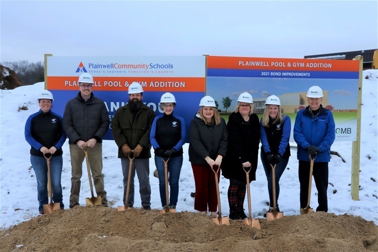 picture of board of education breaking ground at pool and gymnasium