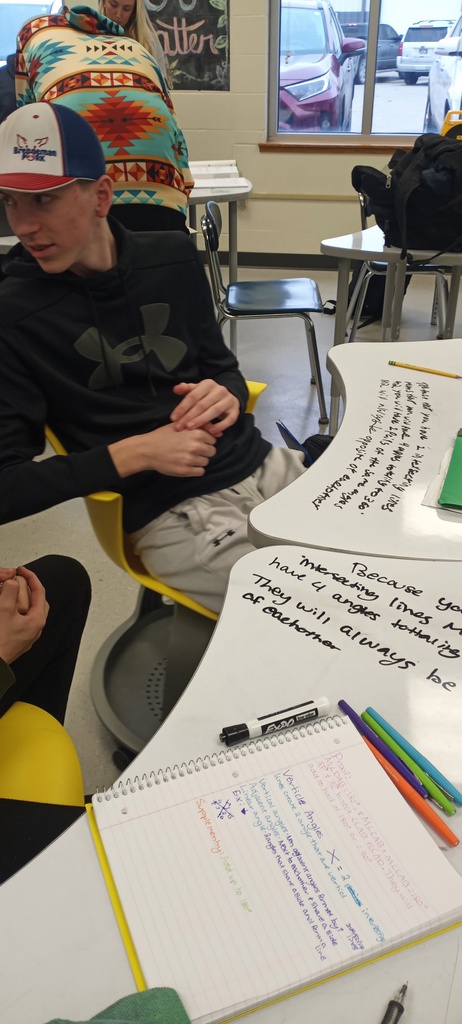 Students working on geometry