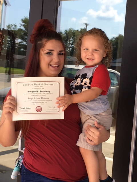 Morgan Roseberry receives her diploma after completing the Phlebotomy program and receiving her Registered Phlebotomy Technician (RPT) certification.