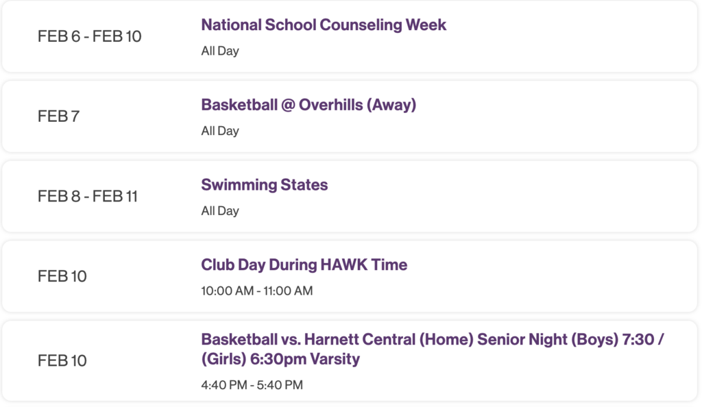 Upcoming THS Events this week