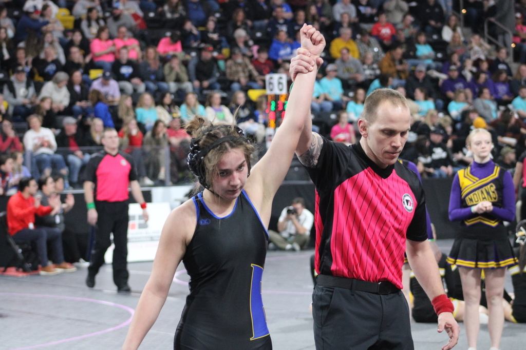 Benton Community Students Lizzy Wolf and Jesse DeMoss at Girls State Wrestling 2023