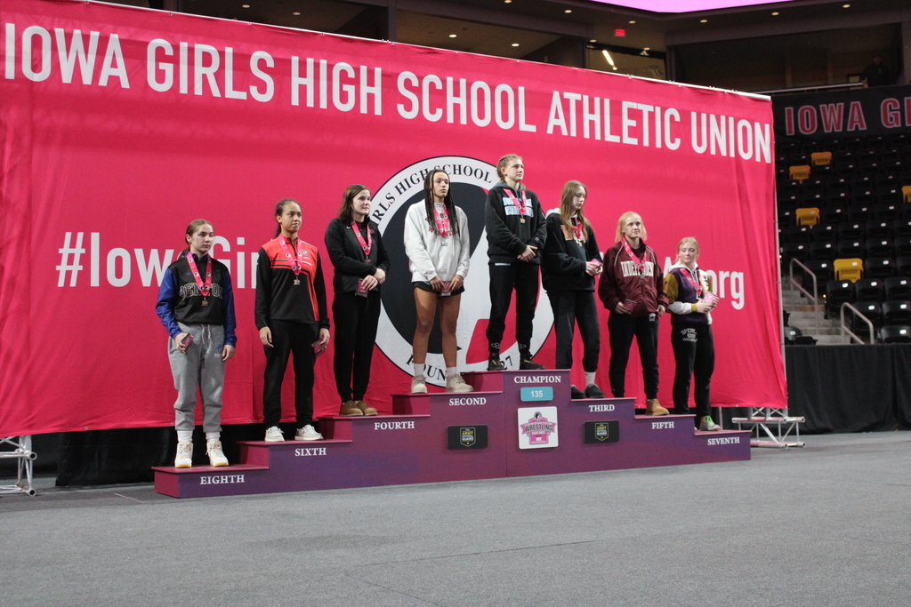 Benton Community Students Lizzy Wolf and Jesse DeMoss at Girls State Wrestling 2023