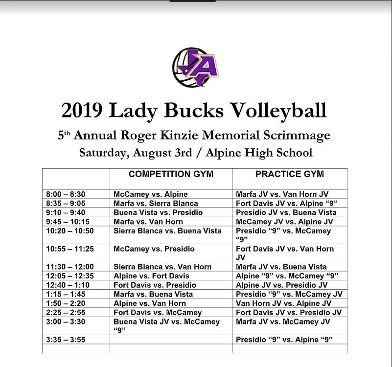 Alpine Volleyball scrimmage 8/3 Revised on 8/2